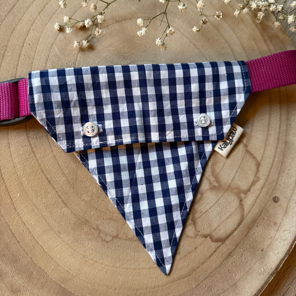 Boutonnière bandana vichy bleu