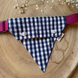 Boutonnière bandana vichy bleu