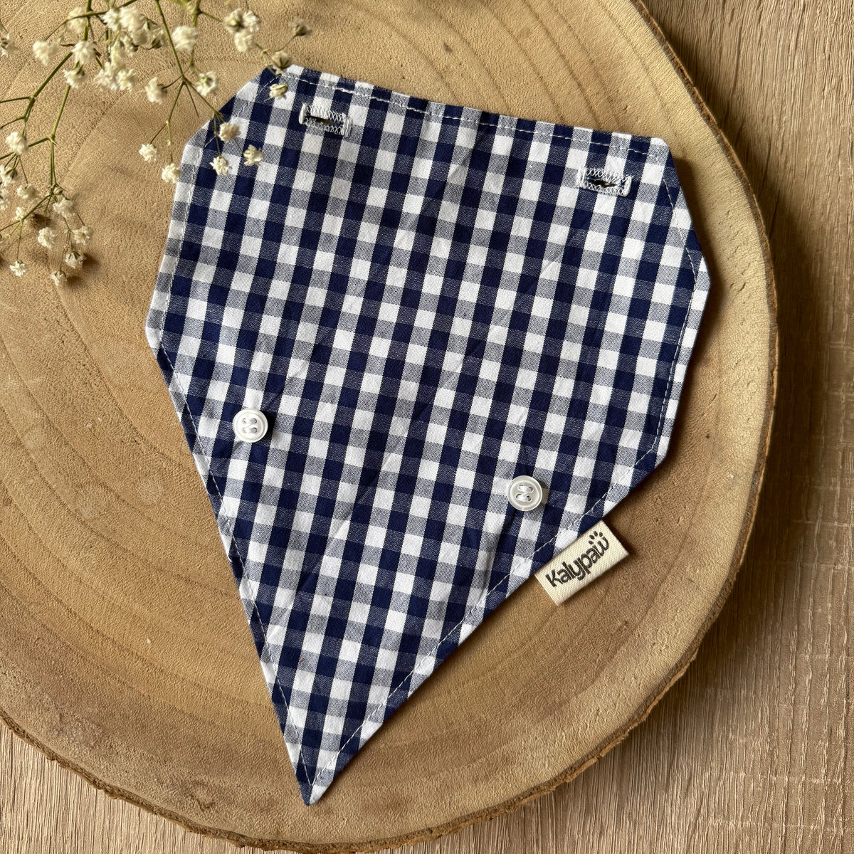 Dos bandana chien vichy bleu