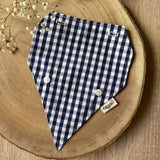 Dos bandana chien vichy bleu
